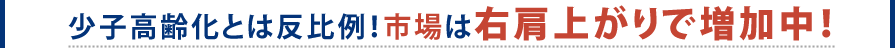 少子高齢化と反比例！市場は右肩上がりで増加中！